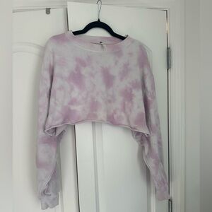 PACSUN La Hearts Lavender Tie-Dye Cropped Sweatshirt